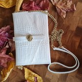 Teatro - Croco tas - crossbody bag - damestas - clutch - white - genuine leather - crocoprint - leder