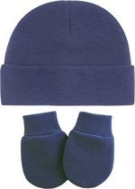 Pluto babymutsje met handschoentjes - donkerblauw - newborn mutsje - 0 tot 3 maanden