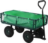 Yonntech® Tuinkar - Bolderkar met Binnenzeil - Bolderkar - Transportwagen - Tuinwagen - Trekkar - 200 kg - Groen