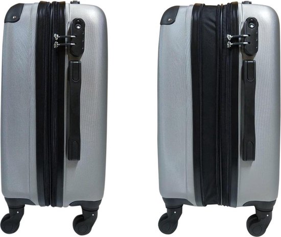 SB Travelbags 'Expandable' Handbagage koffer 53cm 4 wielen trolley - Zilver  | bol.com