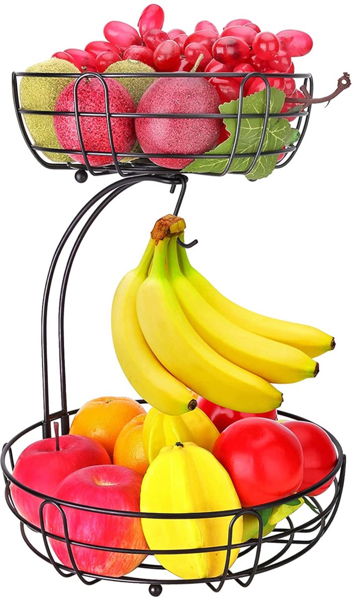 Corbeille à Fruits – Bol à Fruits – Corbeille à Fruits Zwart – Etagere 2  Couches –... | bol.com