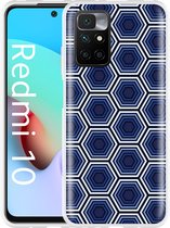 Xiaomi Redmi 10 Hoesje Blauwe Hexagons - Designed by Cazy