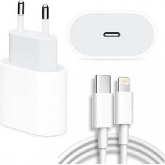 Kleverig Geslaagd Dicht iPhone Charger - USB-C Power Adapter - 20W USB-C Snellader met USB-C Kabel  voor iPhone... | bol.com