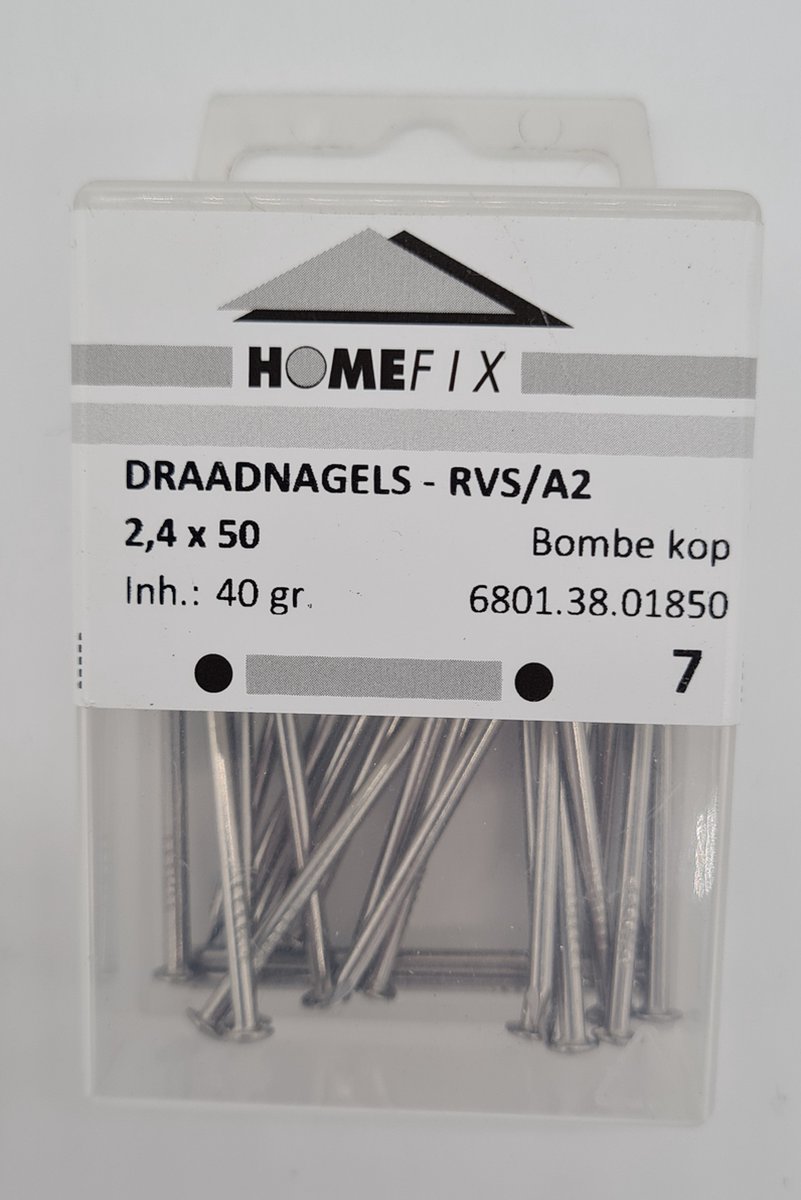 Homefix Draadnagels rvs/a2 2,4x50 40 gram