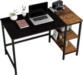 Bureau | Werktafel | 120x60x75 cm | Hout | Staal | Zwart/Bruin | Vintage | Opbergruimte