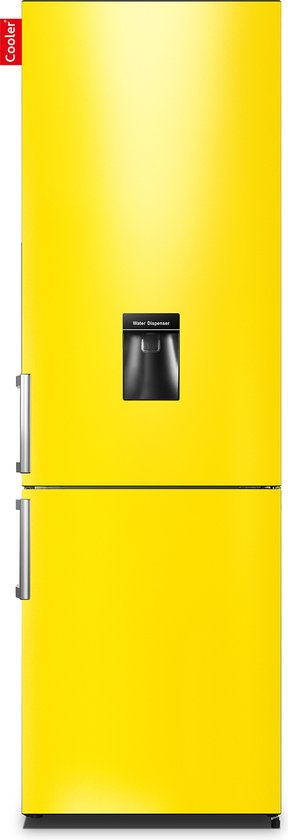 COOLER LARGEH2O-AYEL Combi Bottom Koelkast, E, 196+66l, Lucid Yellow Gloss All Sides, Handle, Waterdispenser