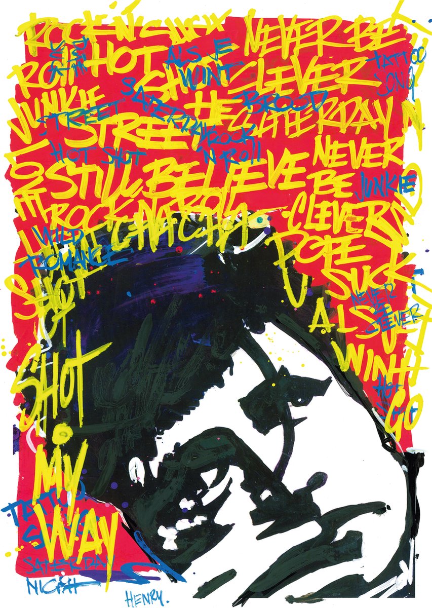 HERMAN BROOD * SATERDAY NIGHT * - uniek sign painted kunstwerk op wit dibond 60 x 80 cm