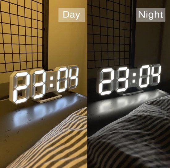 3D LED Moderne Klok Wit - Wekker/Alarm - Timer Display -... | bol.com