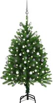 Huis en Tuin Depot Kunstkerstboom Met Led'S En Kerstballen 120 Cm Groen