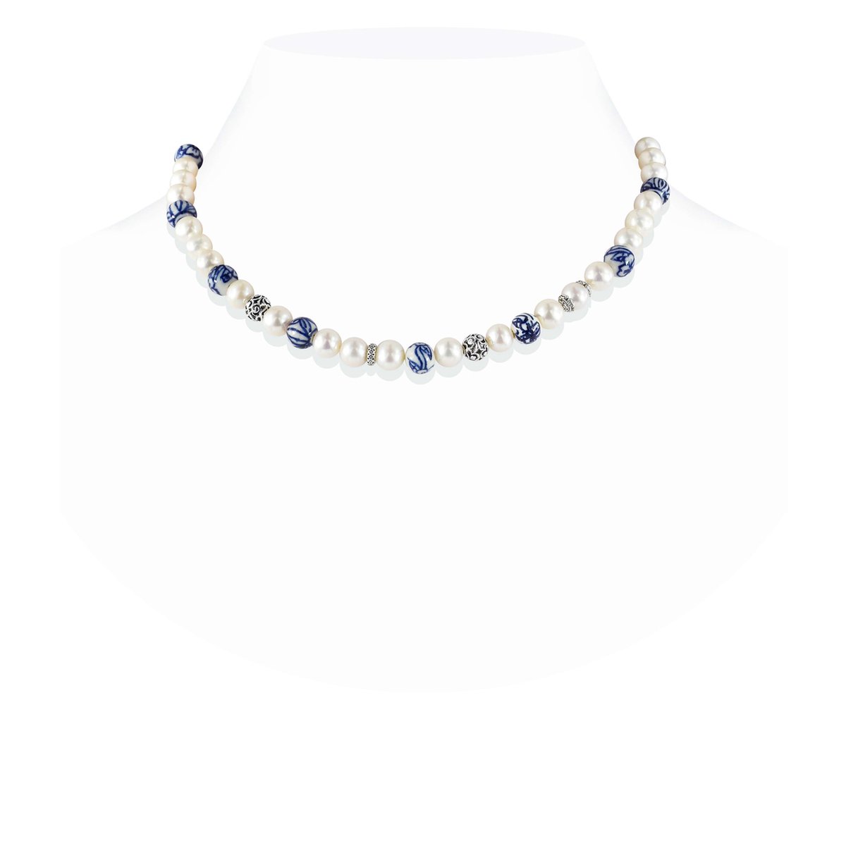 Proud Pearls® parelketting met Delfts blauw