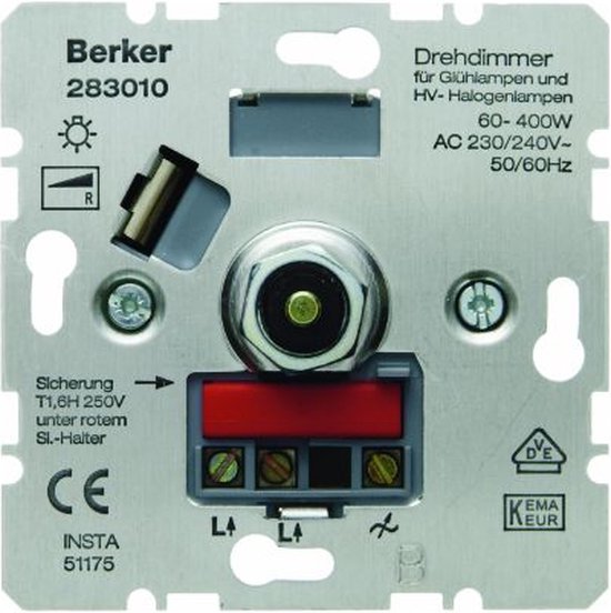 Door haalbaar Speels Berker dimmer - 230V lampen en halogeenlampen zonder trafo - 60 tot 400  watt -... | bol.com
