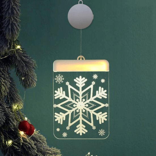 yowin Kerstverlichting voor ramen 3 stuks LED ster/kerstboom/sneeuwvlok kerstdecoratie voor ramen, kerstster verlicht om op te hangen met batterijen, timer voor binnen buiten decoratie