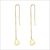 Aramat jewels ® - Doortrek oorbellen hartje met infinity goudkleurig staal