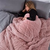 Brentfords Fleece Verzwaringsdeken 8 kg - Weighted Blanket - Zwaar Deken incl. Draagtas - Kingsize (150x200) - Roze