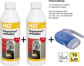 HG Nespresso® ontkalker - 2 stuks + Knijpkat/Zaklamp
