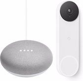 Google Nest Deurbel Batterij + Nest Mini Chalk Speaker / Deurbelgong