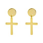 Oorbellen mini Cross Goud - Oorhangers - Oorbellen met kruis - Oorbellen