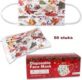 3-Laags Kerst Mondkapjes 50 stuks - wit - disposable