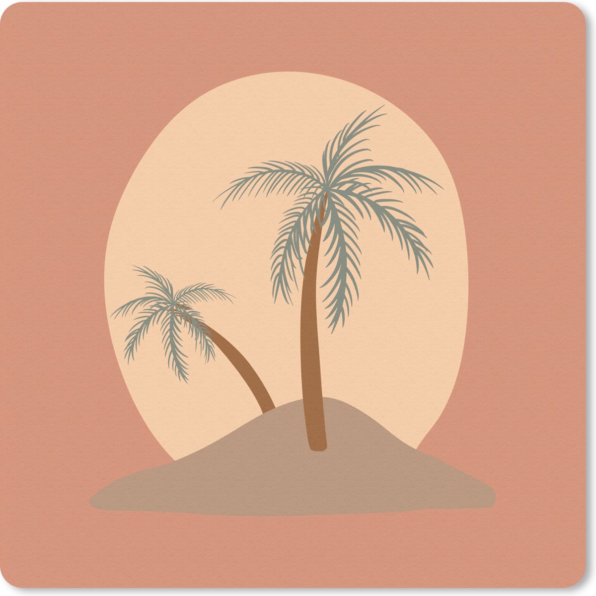 Muismat 20x20 cm - Mousepad Palmboom - Zon - Pastel - Zomer - Muismatten