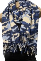 Sjaal herfst/winter met legerprint donkerblauw/zwart