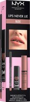 NYX PROFESSIONAL MAKEUP Lips-Set Never Lie Nude Lipliner, Suede Matte Lipstick, Buttergloss (1g+3,5g+ 8ml)