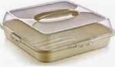 Boîte à gâteaux carrée - Boîte de rangement à gâteaux - Boîte fraîcheur - L x L x H : 36 x 36 x 10 cm - Sans BPA - Carré Taupe