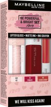 Maybelline New York Set Be Powerful & Bright Lifter Gloss 002 + Superstay Matte Ink 20 + Superstay Ink Crayon 40