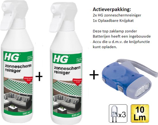 HG zonneschermreiniger - 2 stuks + Knijpkat/Zaklamp
