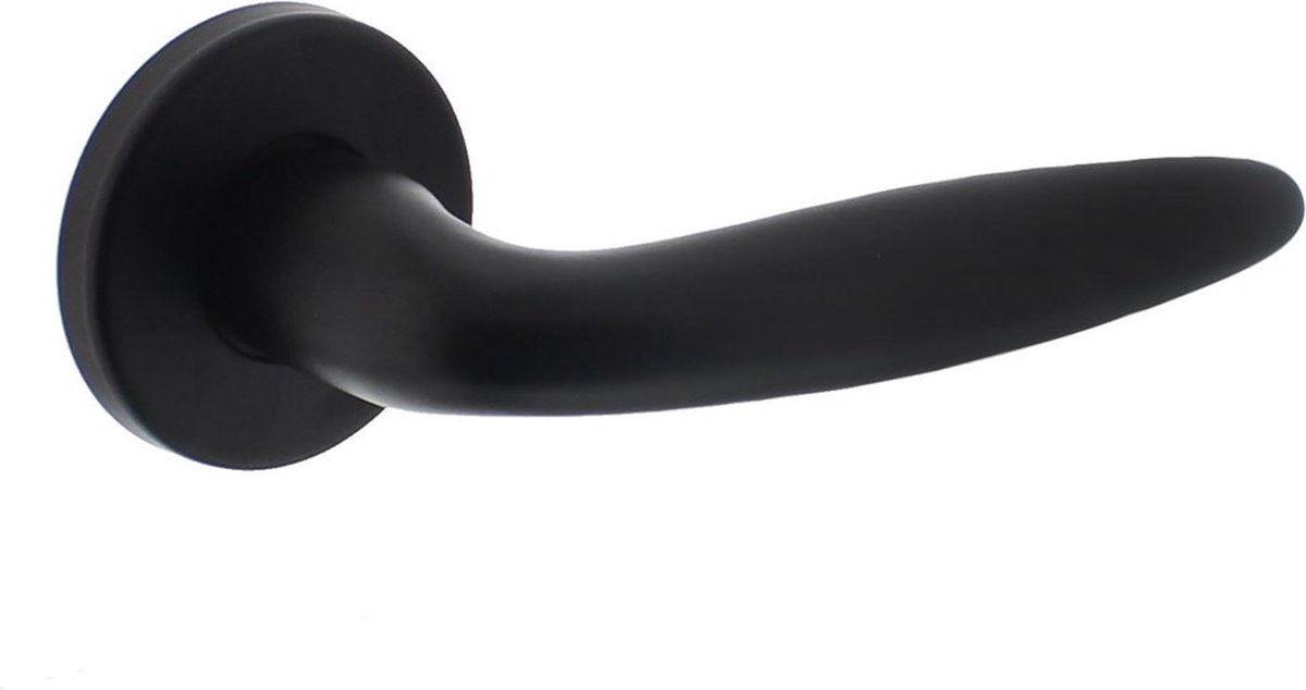 Intersteel Deurkruk Sittard - rozet geveerde rozet - mat zwart - ø49x7mm