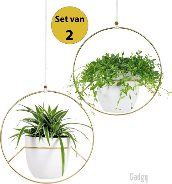 Gadgy Plantenhanger met pot - Hangpot 2 st. - Bloempot Hangend –  Bloempotten voor... | bol.com