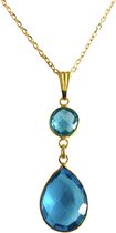 By Simone Artisan Jewels - ketting goud- blauw - topaas – kerst - Cadeau voor vrouwen - Kerstcadeau - ketting dames - Luxe collier – Inclusief luxe geschenkverpakking