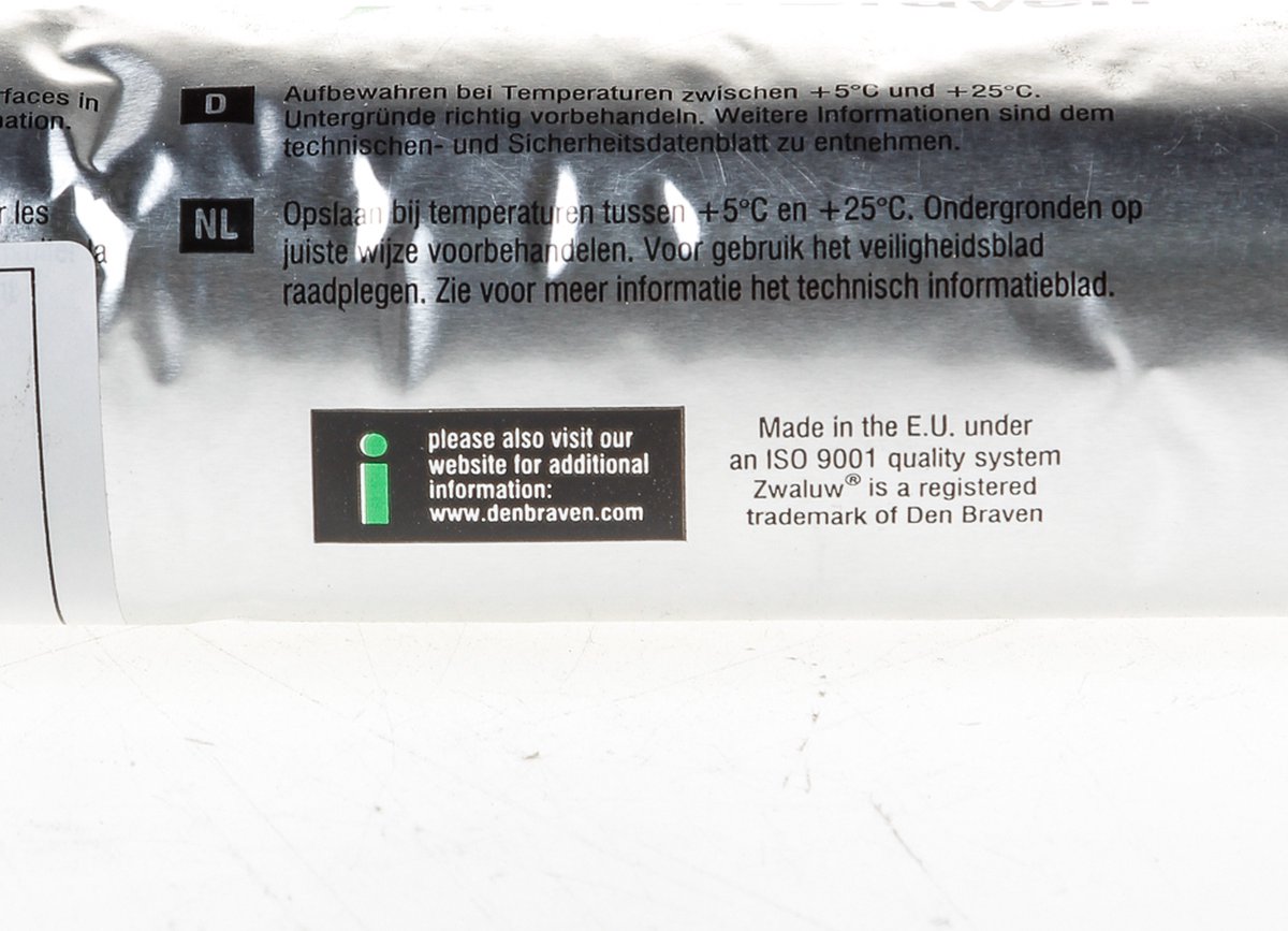 Den Braven Zwaluw Beglazingskit WindowSeal Plus worst wit 600ml (Prijs per stuk)