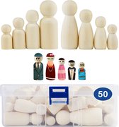 YJZQ 50 Pack onvoltooide houten Peg Dolls-Peg mensen-doll lichamen-houten figuren-decoratieve Peg Doll mensen voor kinderen DIY Art Craft-schilderij-Peg spel-Decoratie voor thuisfe