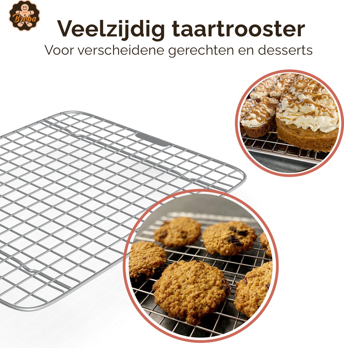Bakvorm met Rooster Rechthoekige RVS Ovenplaat met Taartrooster