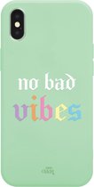 iPhone XS Max - No Bad Vibes Green - iPhone Rainbow Quotes Case