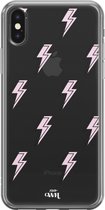 Thunder Pink - iPhone Transparant Case - Transparant hoesje geschikt voor de iPhone Xs Max hoesje - Doorzichtig hoesje geschikt voor iPhone Xs Max case - Shockproof hoesje Thunder