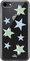 xoxo Wildhearts case voor iPhone 7/8 SE - Green Stars - xoxo Wildhearts Transparant Case