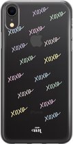 XoXo Colors - iPhone Transparant case - Transparant hoesje geschikt voor iPhone Xr - Doorzichtig shockproof case met opdruk xoxo - Siliconen hoesje