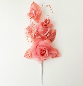 Rozentak c.q. corsage, haar- of antennedecoratie zalm roze - kunstbloem - corsage - rozentak