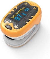 Vitafa Saturatiemeter kind - Zuurstofmeter Vinger - Hartslagmeter - Saturatiemeters - Oximeter Best Getest - Oranje