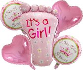 5 set It's a Girl Ballonen 68*44cm ,Baby shower ballonen, Geboorte Verasiering,Hellium Roze Ballon