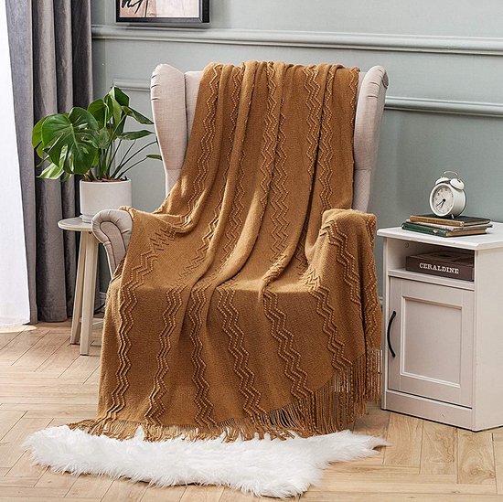 Couvre-lit pour canapé chaise lit canapé couverture chambre tricoté avec  franges... | bol