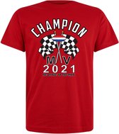 Kids T-shirt rood Champion MV 2021 | race supporter fan shirt | Formule 1 fan kleding | Max Verstappen / Red Bull racing supporter | wereldkampioen / kampioen | racing souvenir | maat 164
