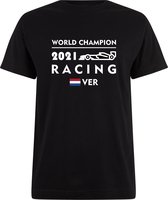 T-shirt zwart World Champion 2021 Racing | race supporter fan shirt | Formule 1 fan kleding | Max Verstappen / Red Bull racing supporter | wereldkampioen / kampioen | racing souvenir | maat 3