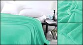 Fleece plaid deken Licht Groen, heerlijk groot en warm. 160x200 cm. Afgewerkt  met een mooi structuur. Super lekker voor in de winter. Verkrijgbaar in 12 varianten en diverse kleuren. Dekbeds