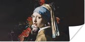 Poster Meisje met de parel - Johannes Vermeer - Bloemen - 80x40 cm