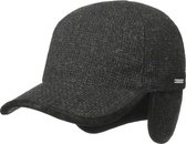 Stetson baseball cap wollen winterpet met oorwarmers kleur zwart melee grote maat XXL