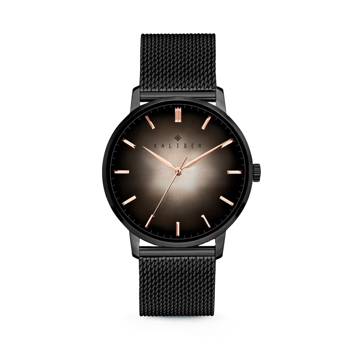 Kaliber 7KW 00009 Stalen Horloge met Mesh Band - Ø40 mm - Zwart - Rosékleurig