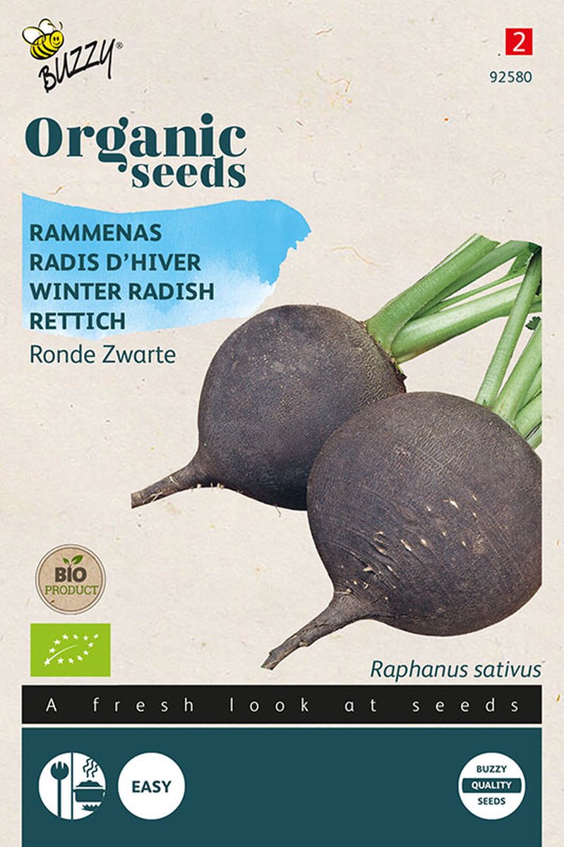 Buzzy® Organic Rammenas Ronde Zwarte (BIO) - biologisch groentezaad