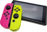 Siliconen Joy-Con Controller Hoesjes | Beschermhoes Skin | Geschikt voor Nintendo Switch & Lite | Softcover Case | Grip | Roze/Geel
